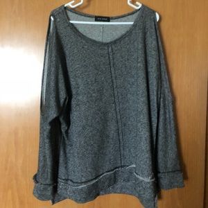 Oversized grey sweater with holes on shoulder